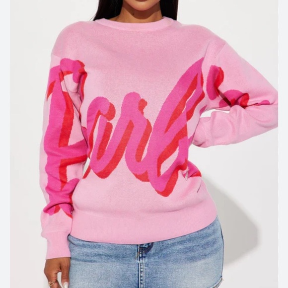 Barbie Pink Graphic Crew Neck Sweater 1X NWT - Picture 1 of 14